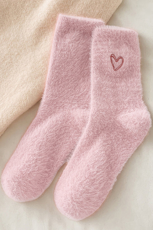 Gossamer Pink Valentine's Day Heart Thick Soft Socks For Comfort - MAD RUFFI