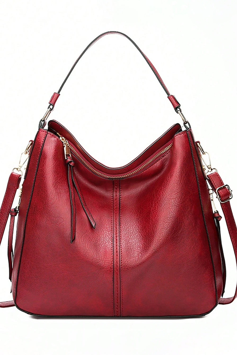 Fiery Red Pu Leather Double grand fourre-tout