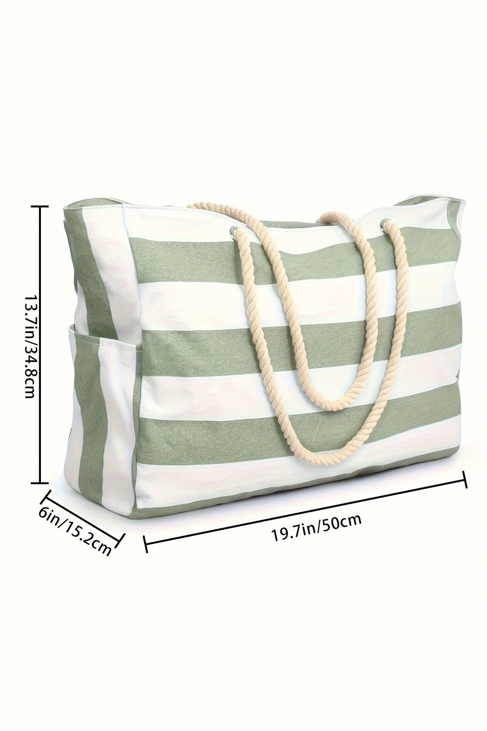 Gerbe Green Striped Corde Handle Tolevas grand sac fourre-tout