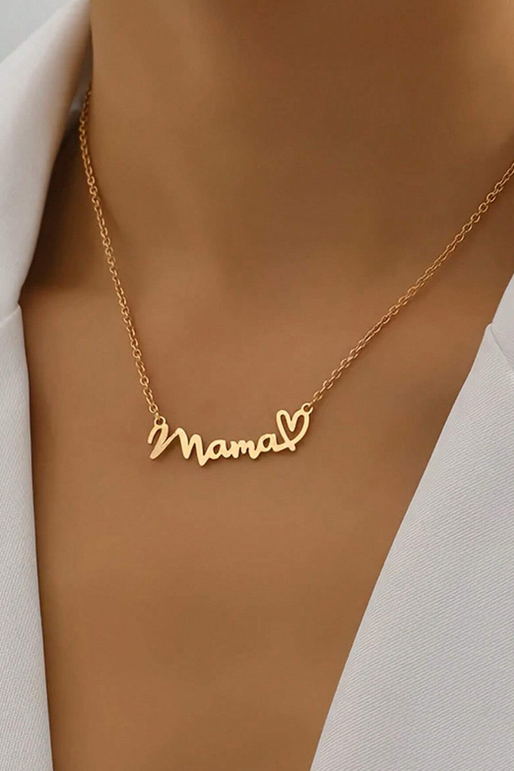 Collar de patrón de corazón de la letra de oro de oro para madres