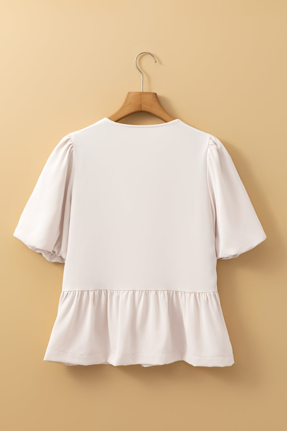 Blanca dulce bowknot hojaldre blusa