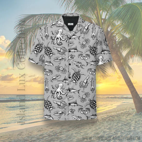 Night Dive Hawaiian Button Shirt: Plongez dans des profondeurs élégantes!