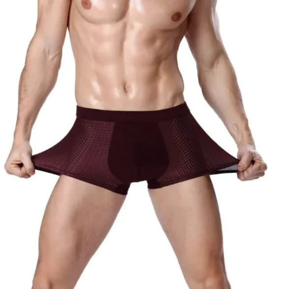 Men de soie de glace pour hommes Mesh U-Convex Boxer Briefs