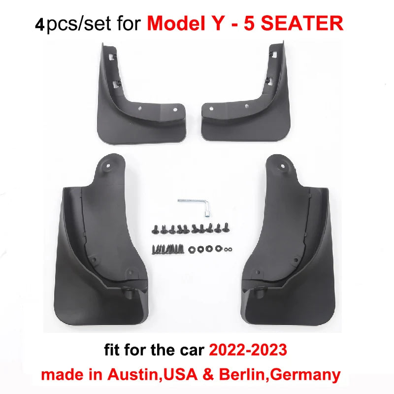 4PCS Front Rear Mudflaps for Tesla Model 3+ Highland Model Y Berlin 2024 Mud Flaps Official Model Car Replacement Splash Fender