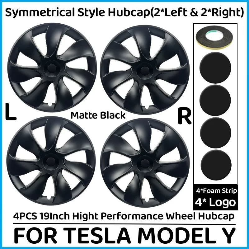 4 PCS Capas de rueda de 19 pulgadas para Tesla Model Y Hubcap Performance Automobile Reemplazo reemplazo de la tapa del cubo de la cubierta de borde completo 2018-2023