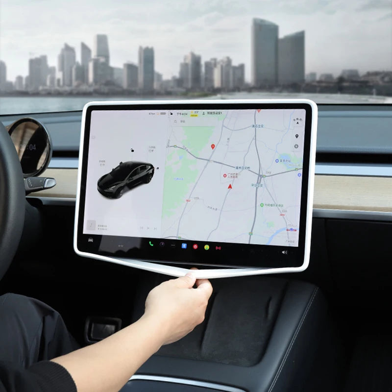 For Tesla Model 3 Y Car Silicone Screen Frame Display Edge Protector Central Control Protective Cover Anticollision Accessories