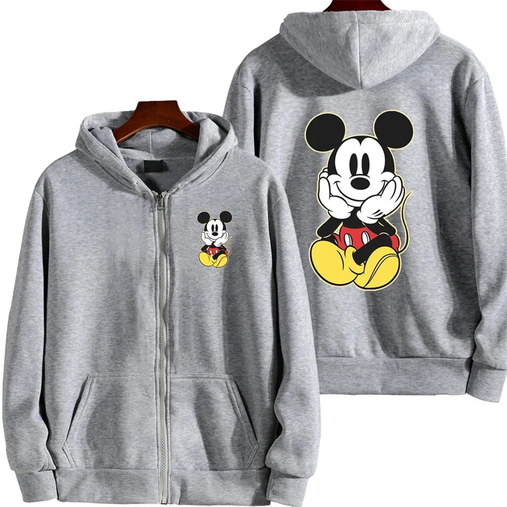 Mickey Maus Frauen Zip Up Hoodie Cartoon Anime Frühling Herbst Männer Übergroße Sweatshirt 2024 Neue Mode Paar Jacken Mäntel