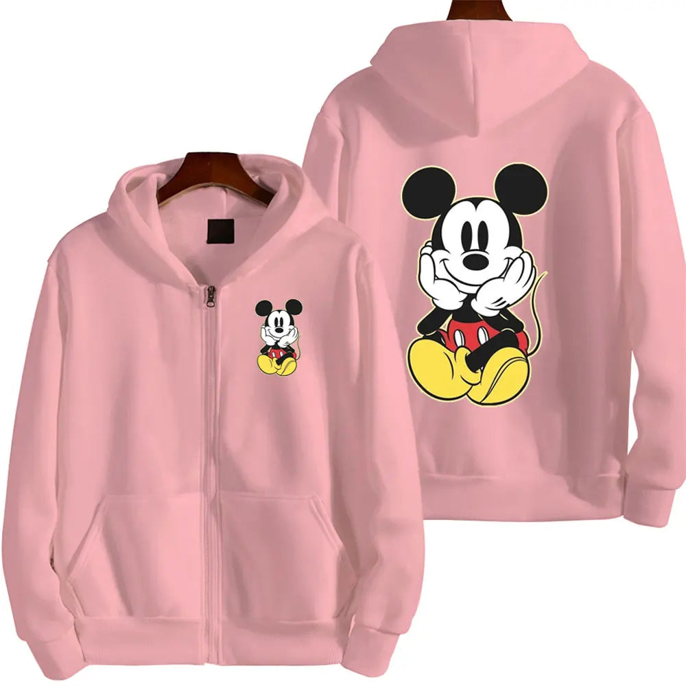 Mickey Maus Frauen Zip Up Hoodie Cartoon Anime Frühling Herbst Männer Übergroße Sweatshirt 2024 Neue Mode Paar Jacken Mäntel