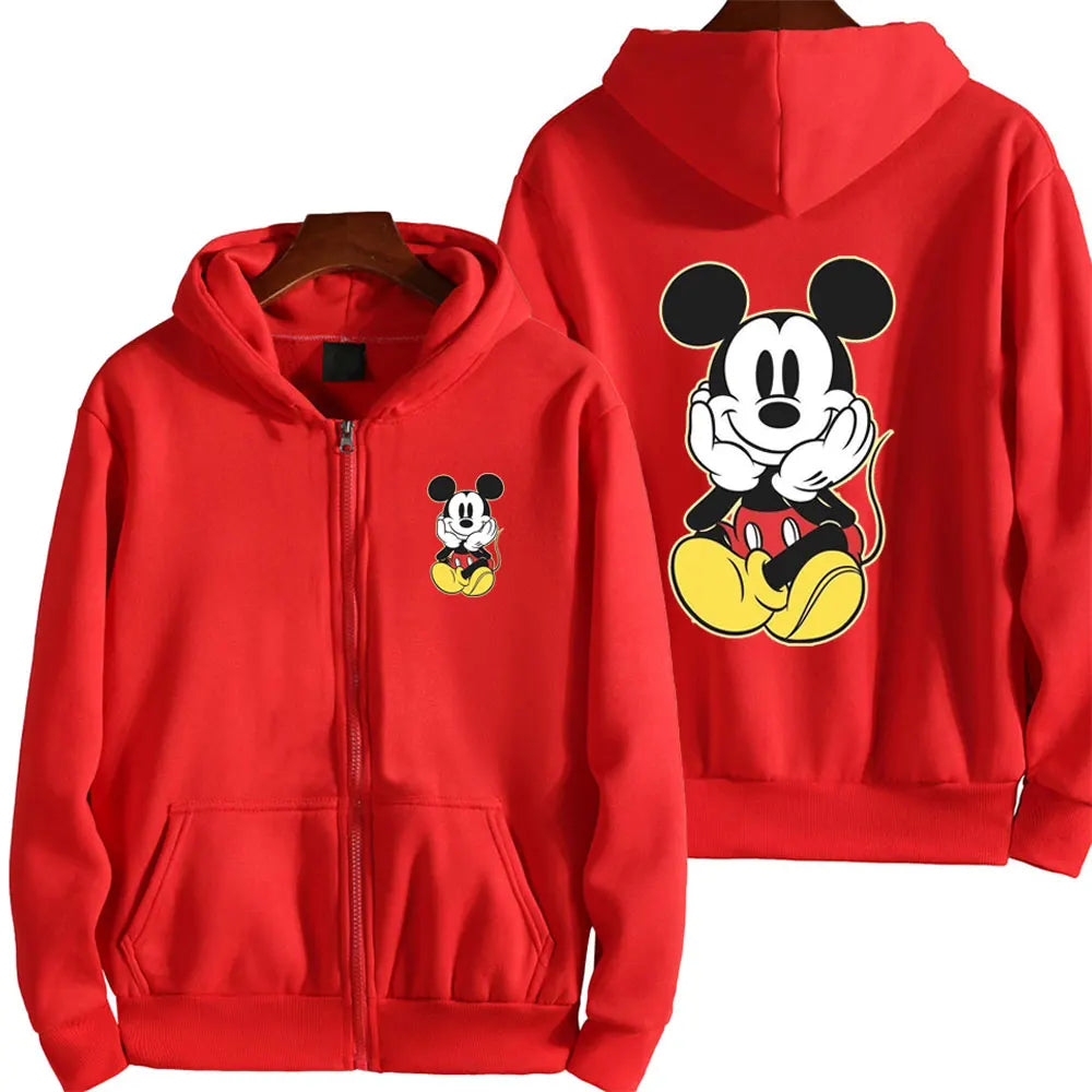 Mickey Maus Frauen Zip Up Hoodie Cartoon Anime Frühling Herbst Männer Übergroße Sweatshirt 2024 Neue Mode Paar Jacken Mäntel