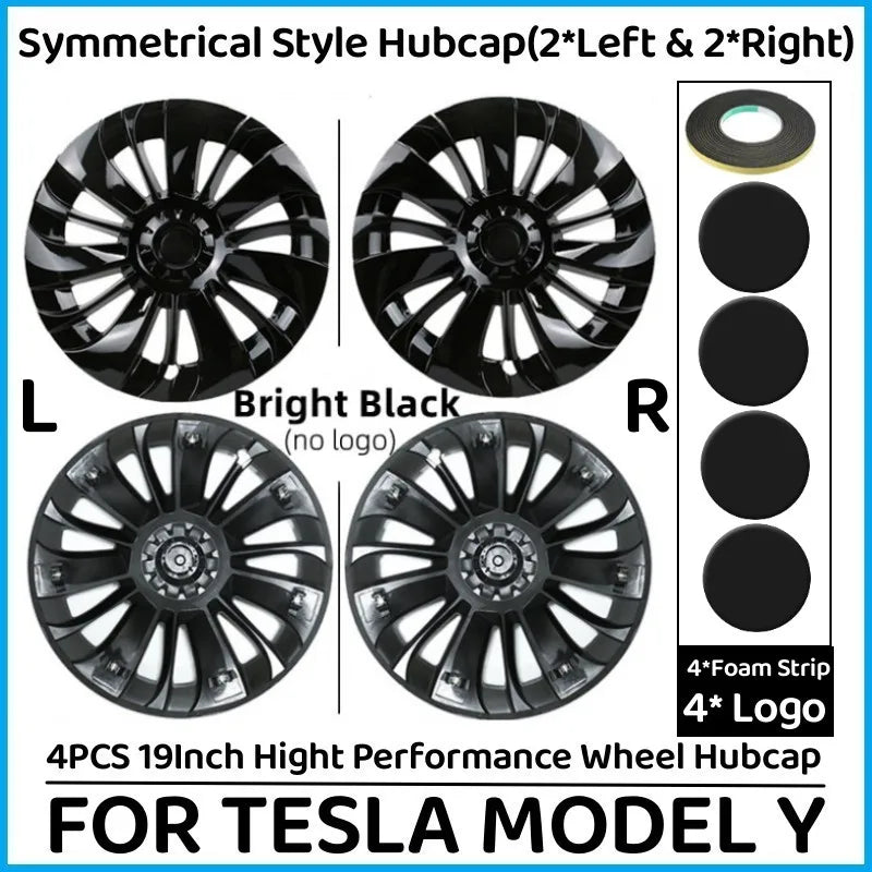 4PCS Wheel Caps 19 Inch Wheel Cover Performance Replacement Wheel Hub Cap Full Rim Cover Accessories For Tesla Model Y 2018-2023