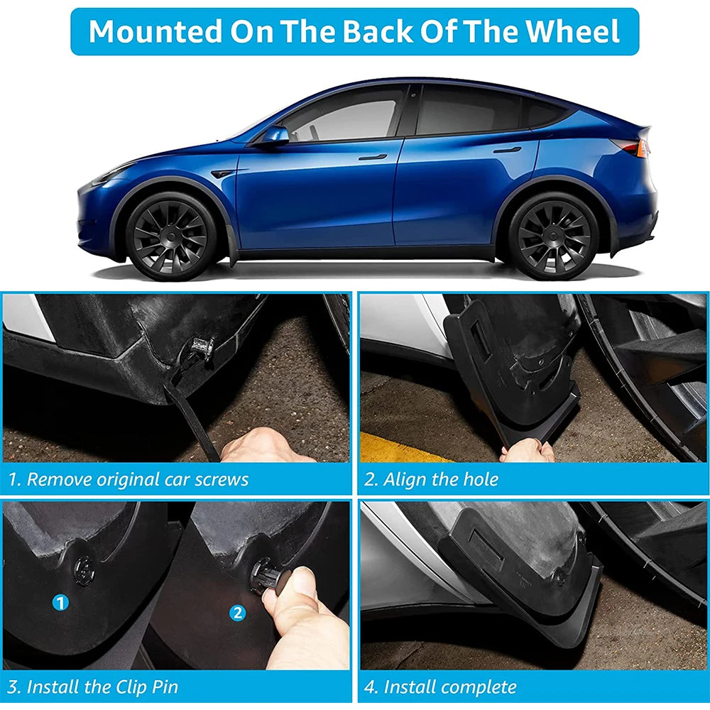 Mud Flaps for Tesla Model Y 2024 2023 - 2020 Splash Guards Matte Fender No Drilling Required Accessories Fit Model Y 5 Seater