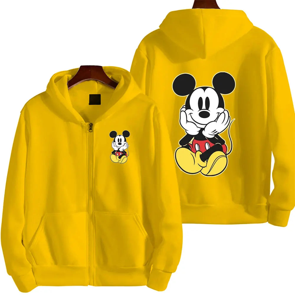 Mickey Mouse Women Zip Up Hoodie Cartoon Anime Spring Autumn Men Oversized Sweatshirt 2024 New Fashion Couple Jackets Coats