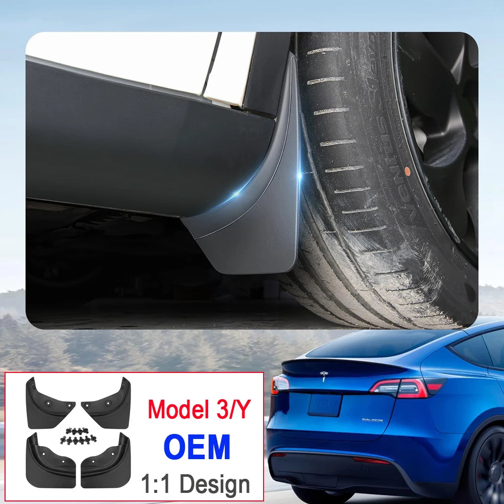 واقيات الطين الناعمة لسيارة Tesla Model Y 3 Highland Accessories TPE واقيات الطين ذات التصميم الأصلي واقيات الطين المضادة للثلج والرمل