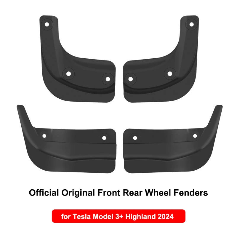 4pcs Front de boue arrière pour le modèle Tesla Modèle 3+ Highland Model Y Berlin 2024 Moules Modèles officiels Remplacement de la voiture Splash Fender