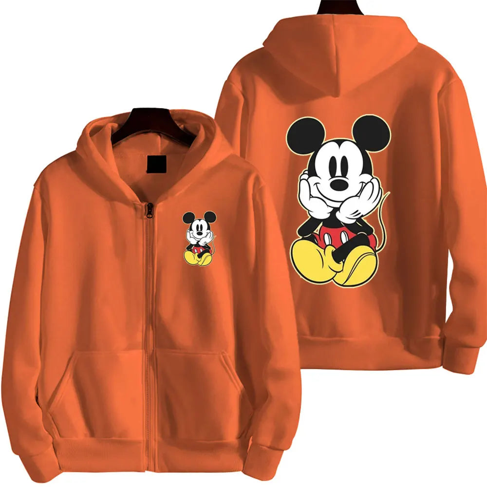 Mickey Mouse Women Zip Up Hoodie Cartoon Anime Spring Autumn Men Oversized Sweatshirt 2024 New Fashion Couple Jackets Coats