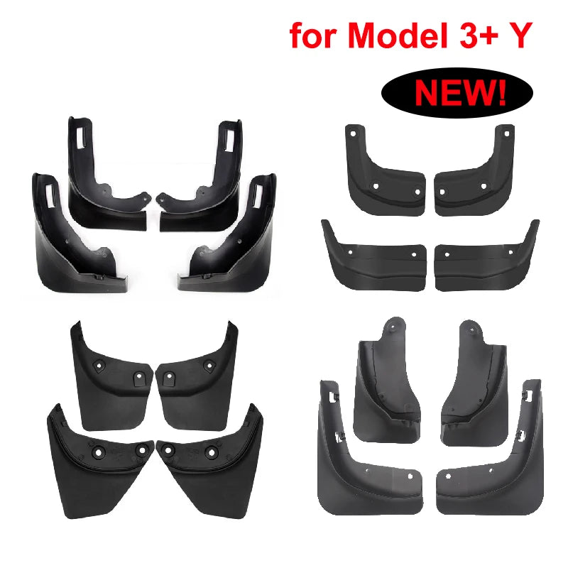 4pcs جلو گل های عقب جلو برای Tesla Model 3+ Highland Model Y Berlin 2024 Mud Flaps مدل رسمی جایگزین ماشین آبشارهای چلپ چلوپ