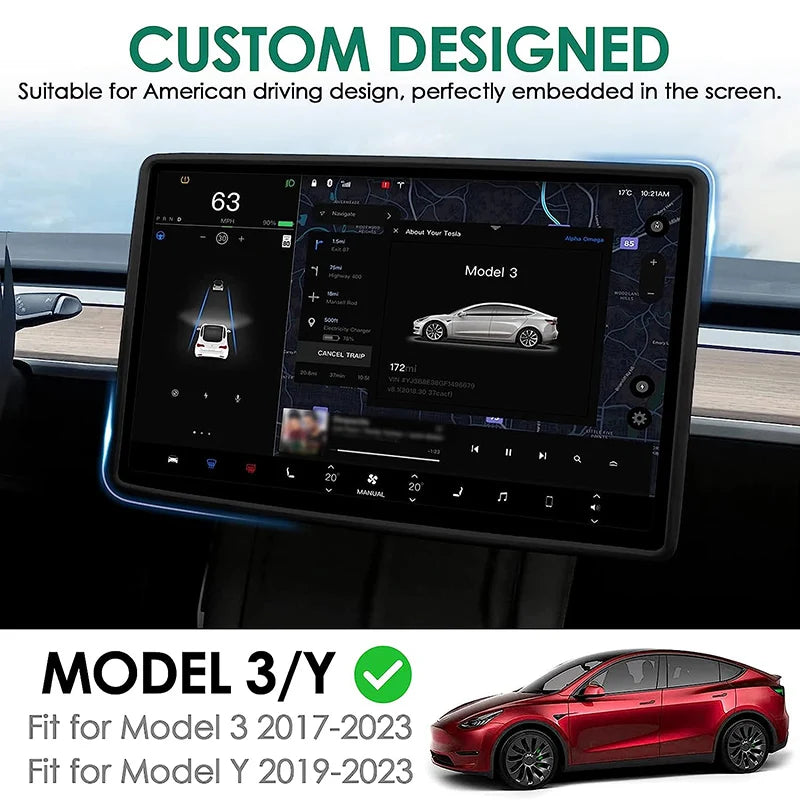 For Tesla Model 3 Y Car Silicone Screen Frame Display Edge Protector Central Control Protective Cover Anticollision Accessories