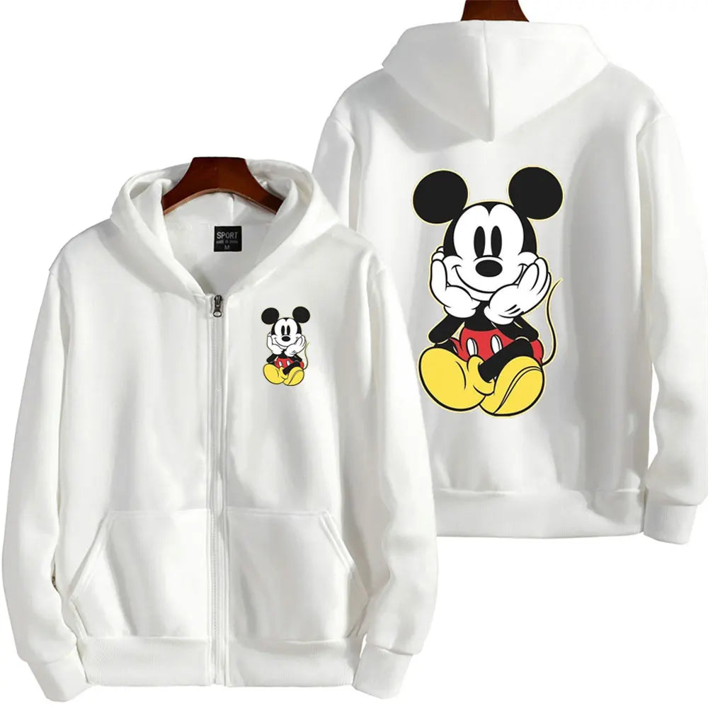 Mickey Maus Frauen Zip Up Hoodie Cartoon Anime Frühling Herbst Männer Übergroße Sweatshirt 2024 Neue Mode Paar Jacken Mäntel