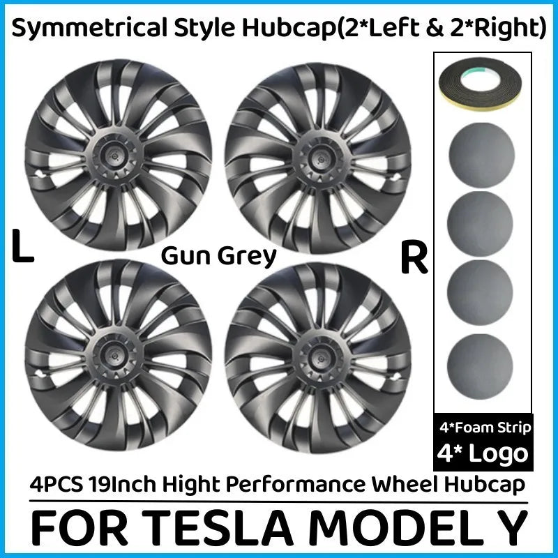 Capas de la rueda de 4 piezas de la rueda de 19 pulgadas Rendimiento de la rueda de reemplazo del cubo de la rueda del cubo de la rueda completa de la cubierta de borde para Tesla Model Y 2018-2023