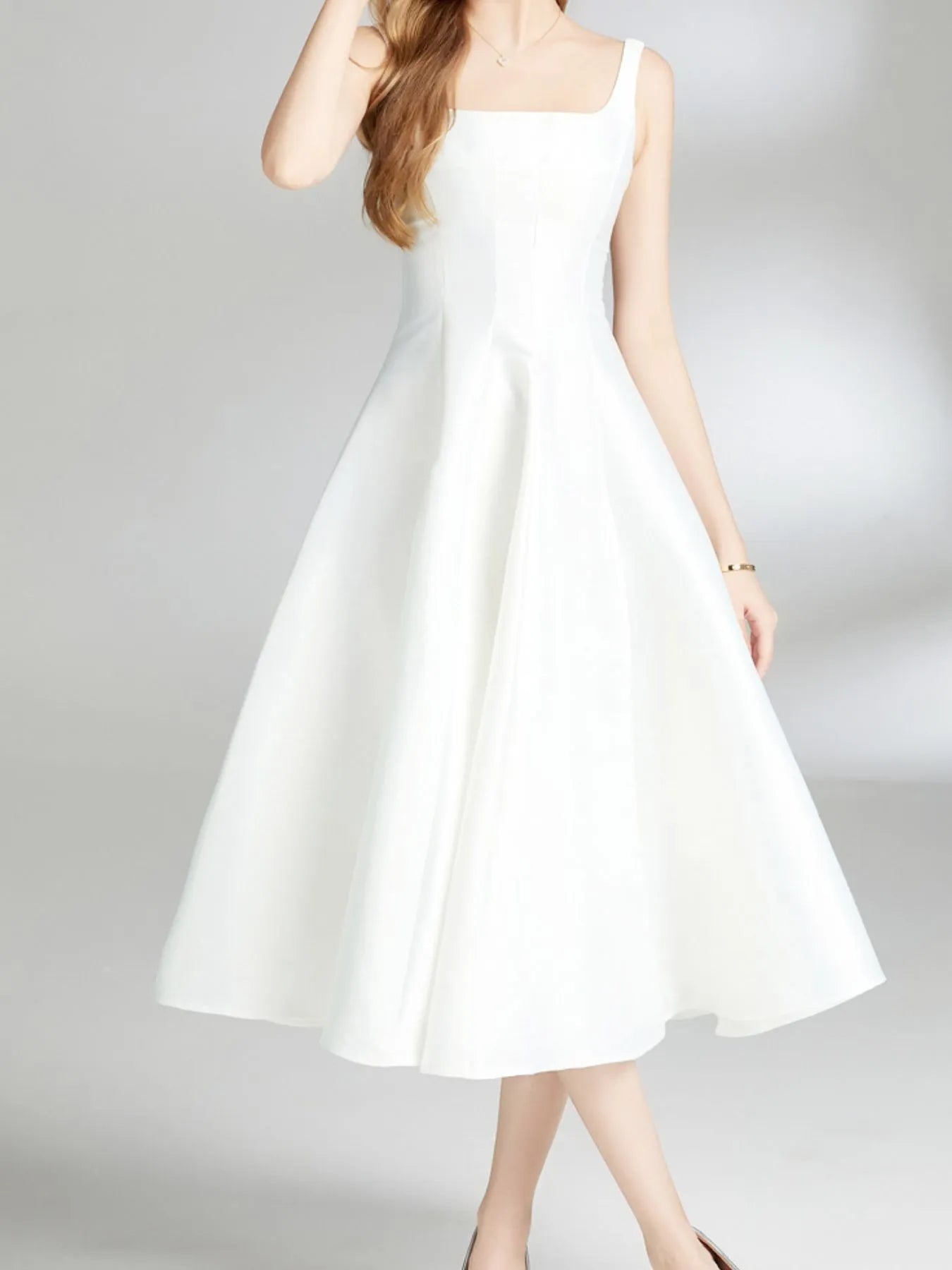 A - Line Silhouette Midi Sleeveless Dress - MAD RUFFI