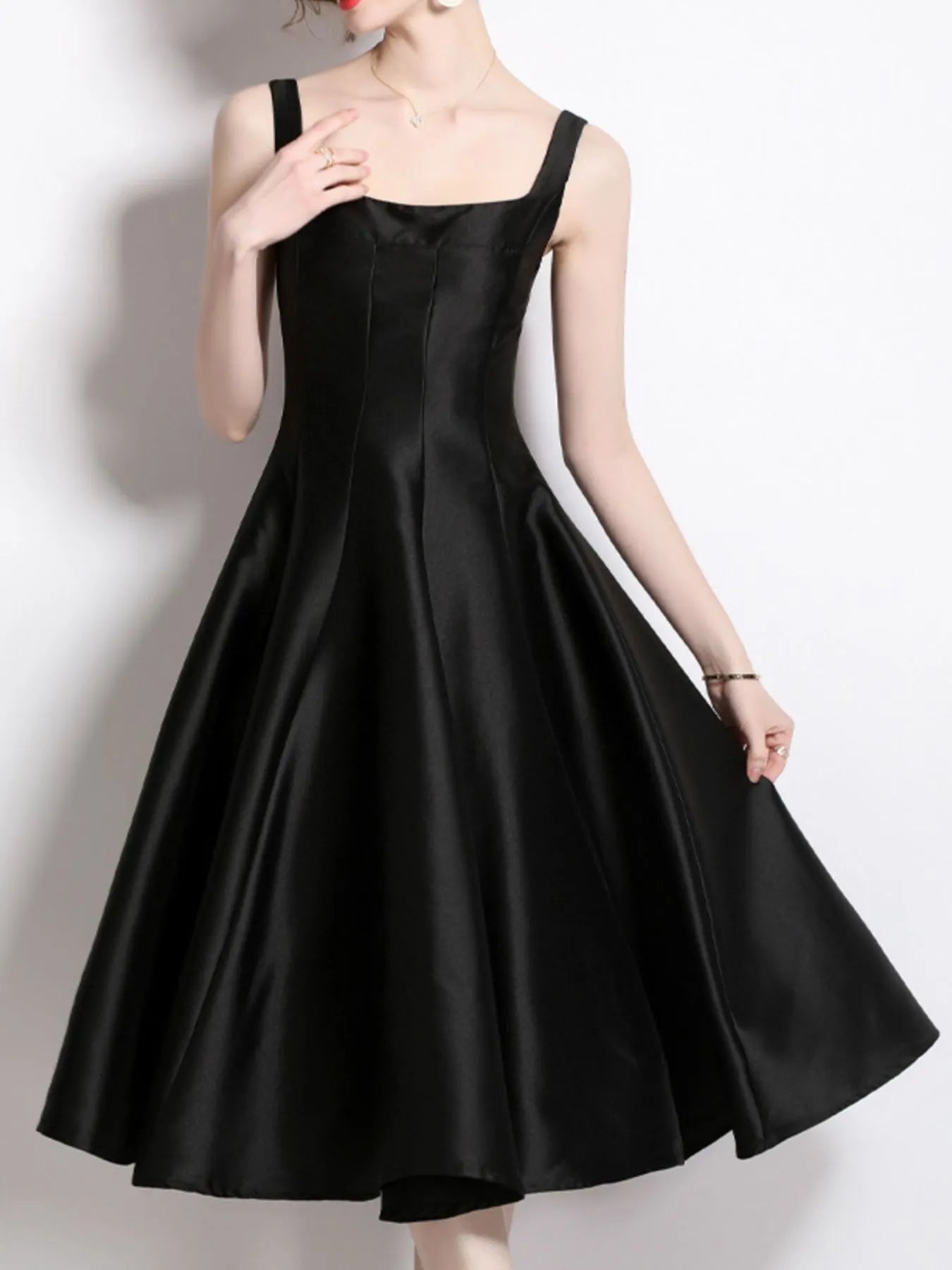 A - Line Silhouette Midi Sleeveless Dress - MAD RUFFI