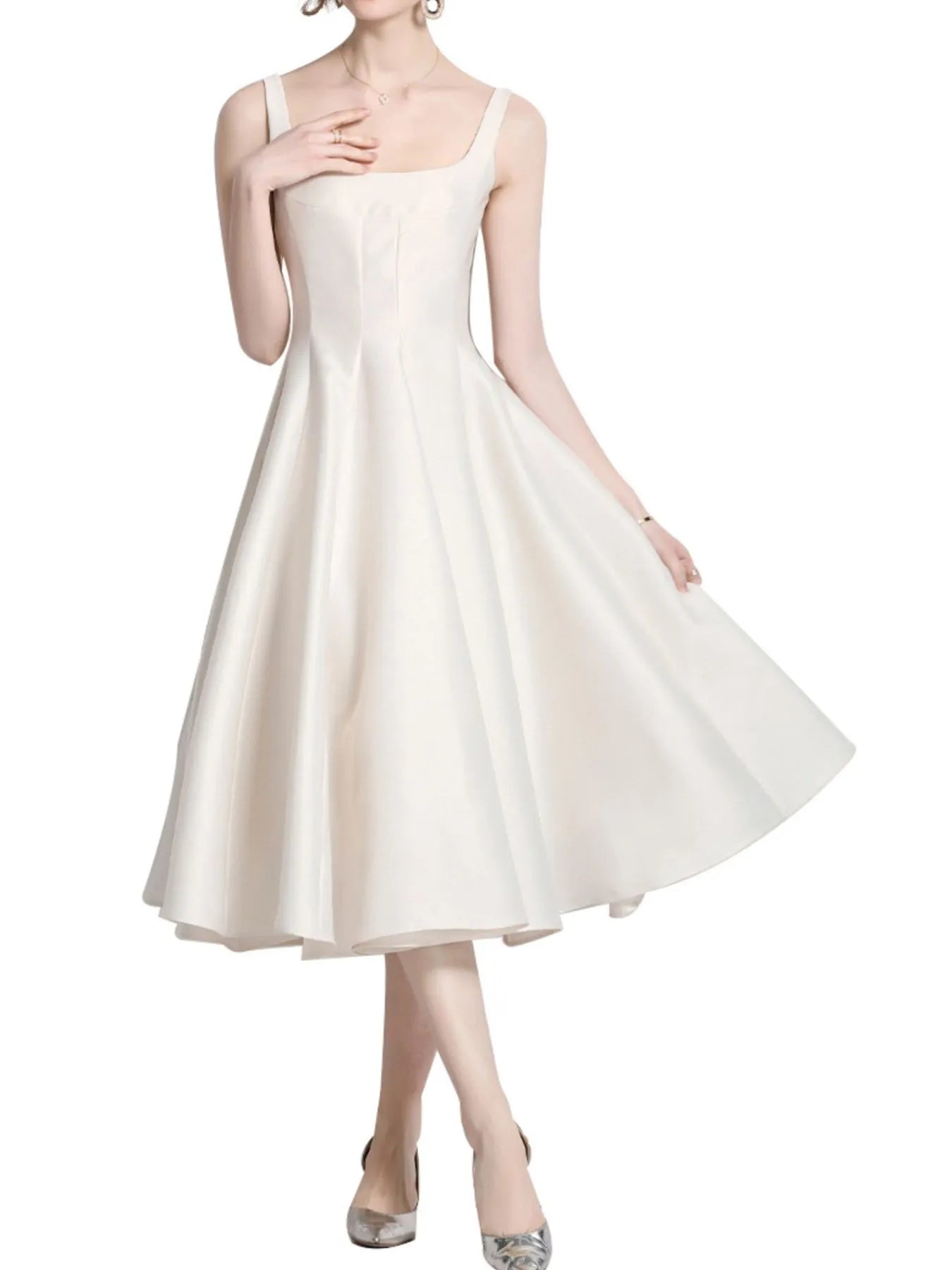 A - Line Silhouette Midi Sleeveless Dress - MAD RUFFI