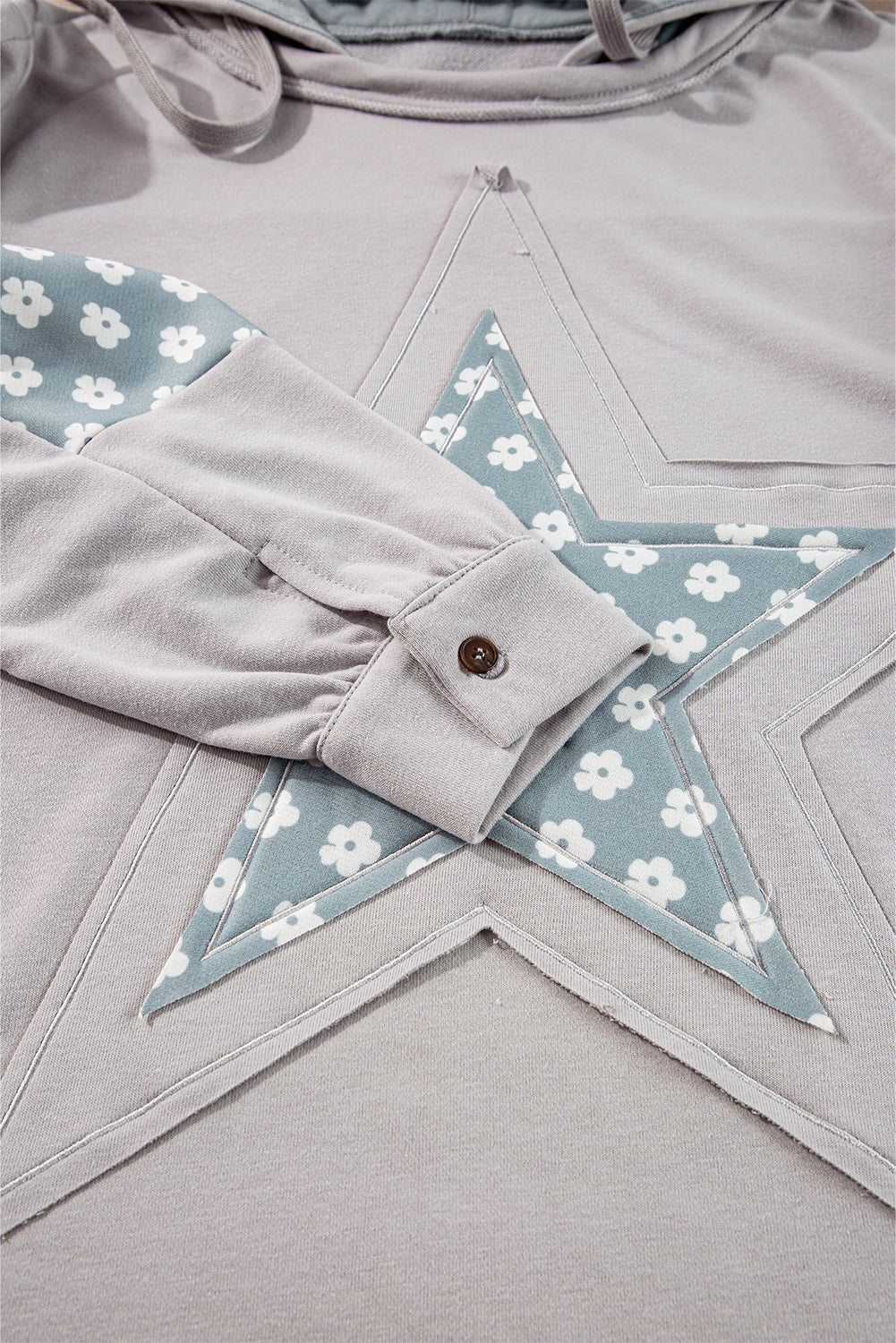 Delicacy Hoodie mit Blumen-Patchwork und Sternmuster und Kordelzug