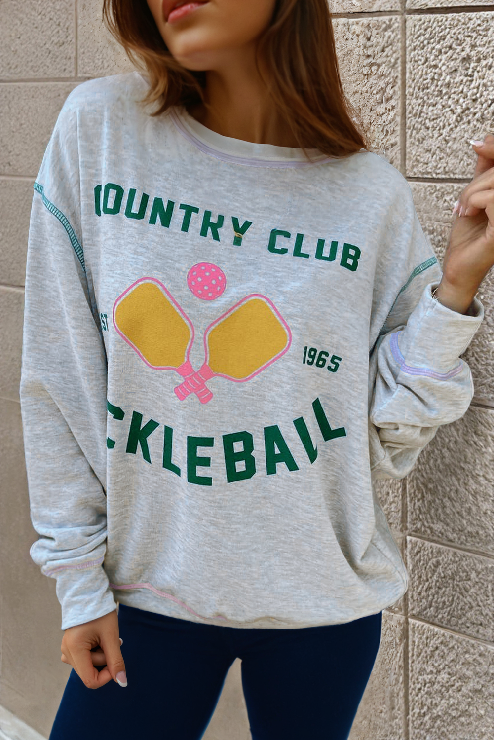 Sweat graphique de pickleball country gris gris clair