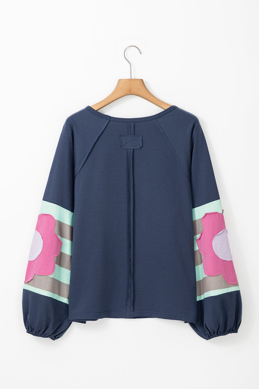 Sail Blue Flower Patchwork exposé SEAM RAGLAN SHEEVE TOP