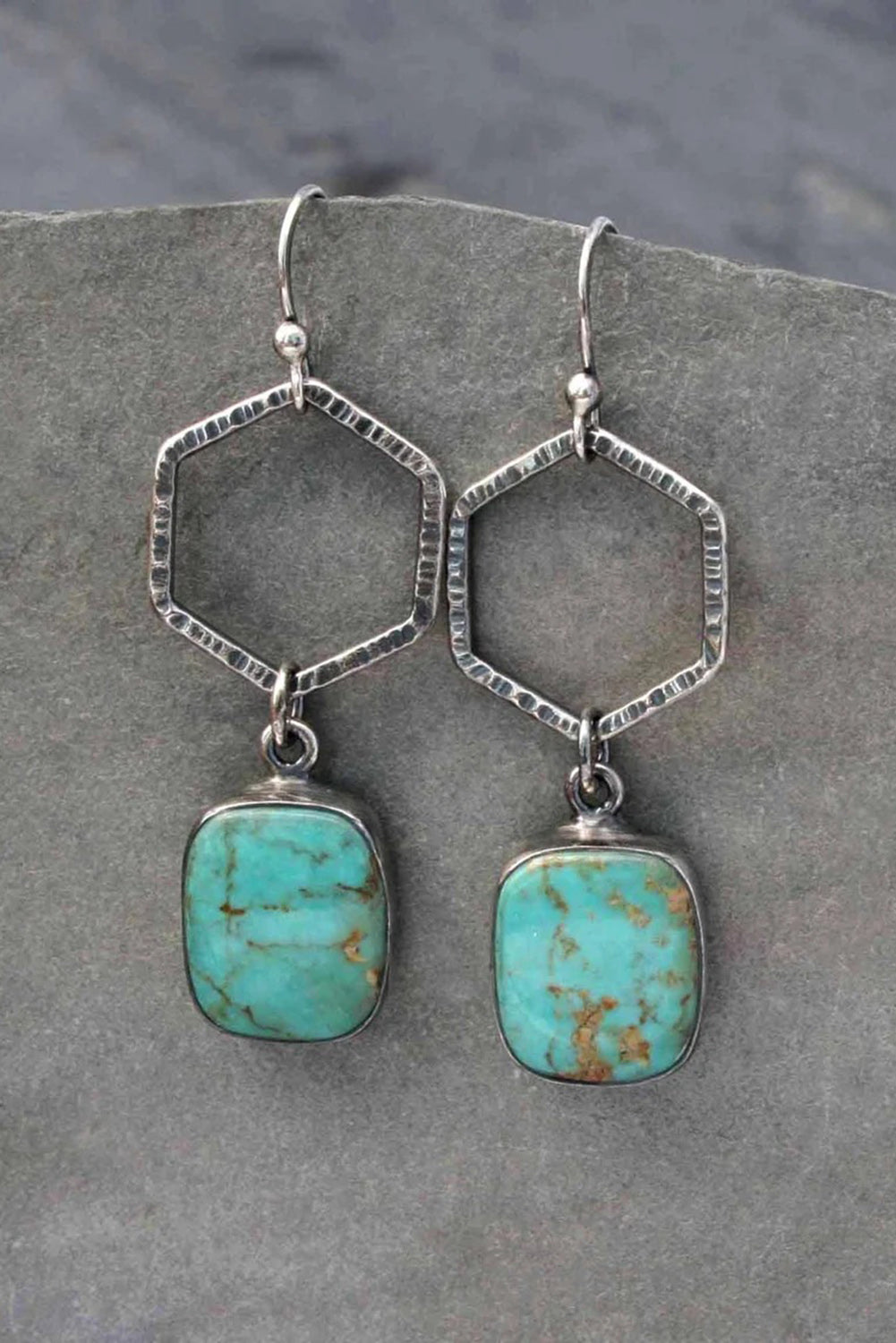 Green Vintage Turquoise Geometric Drop Earrings for Style