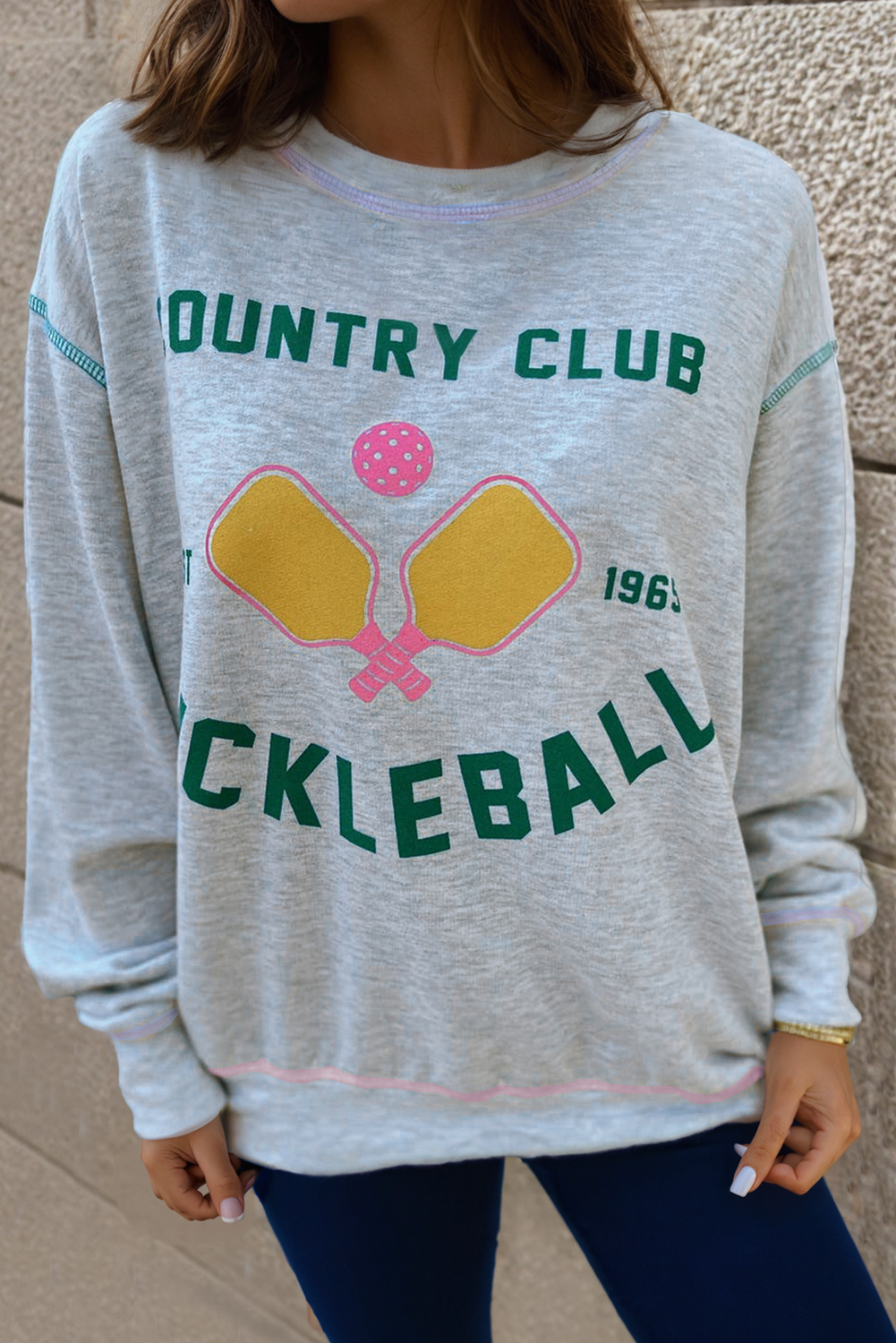 Sweat graphique de pickleball country gris gris clair