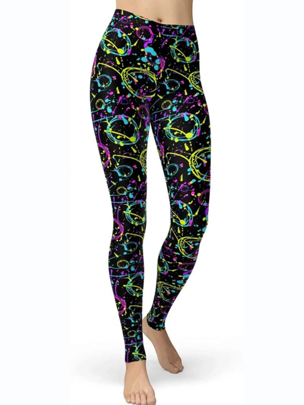 Abstract Print High Waist Active Leggings - MAD RUFFI