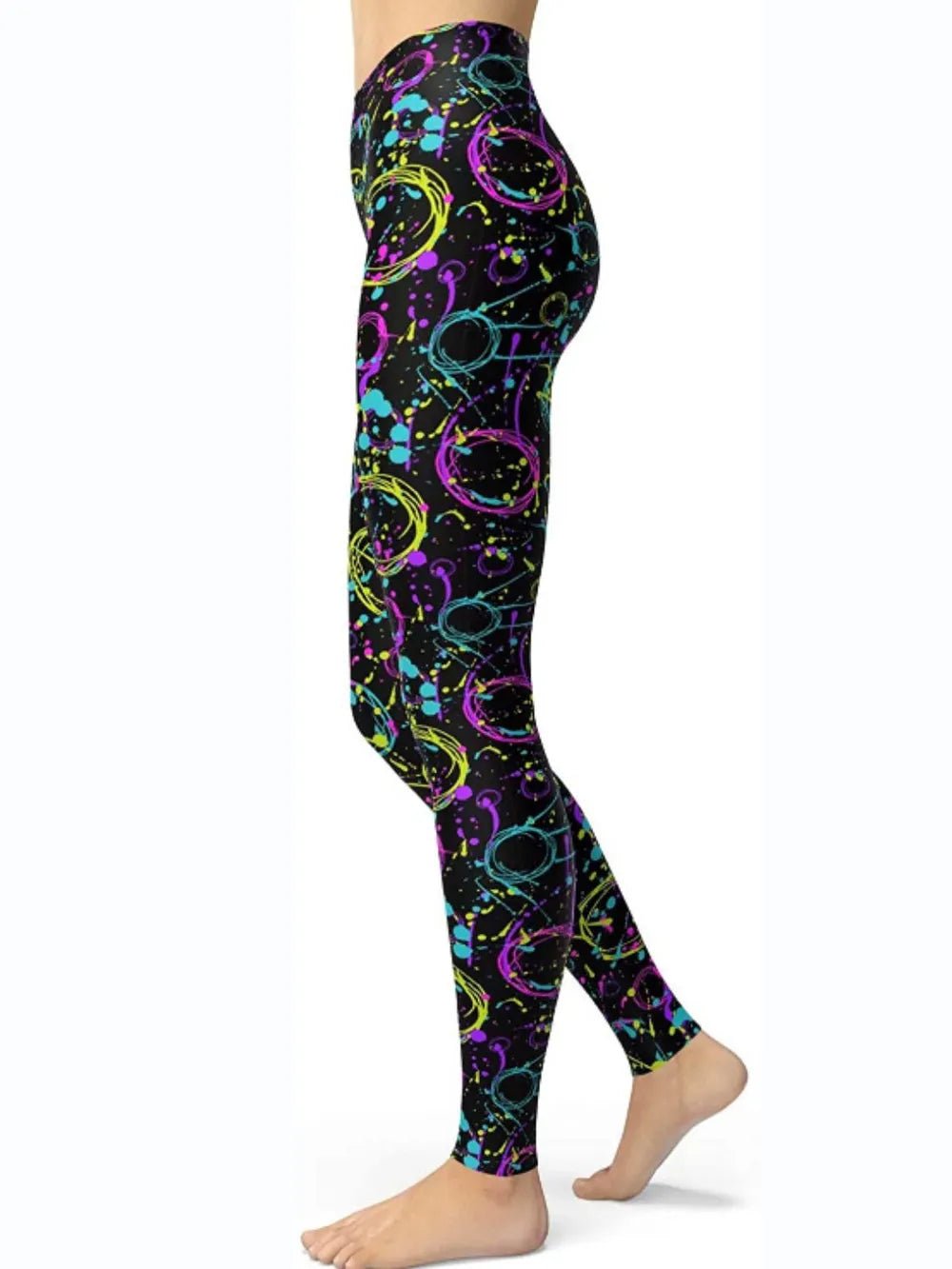 Abstract Print High Waist Active Leggings - MAD RUFFI
