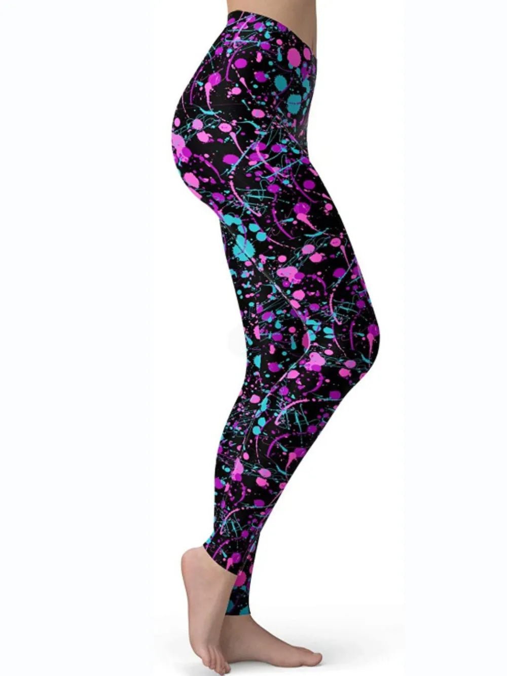 Abstract Print High Waist Active Leggings - MAD RUFFI