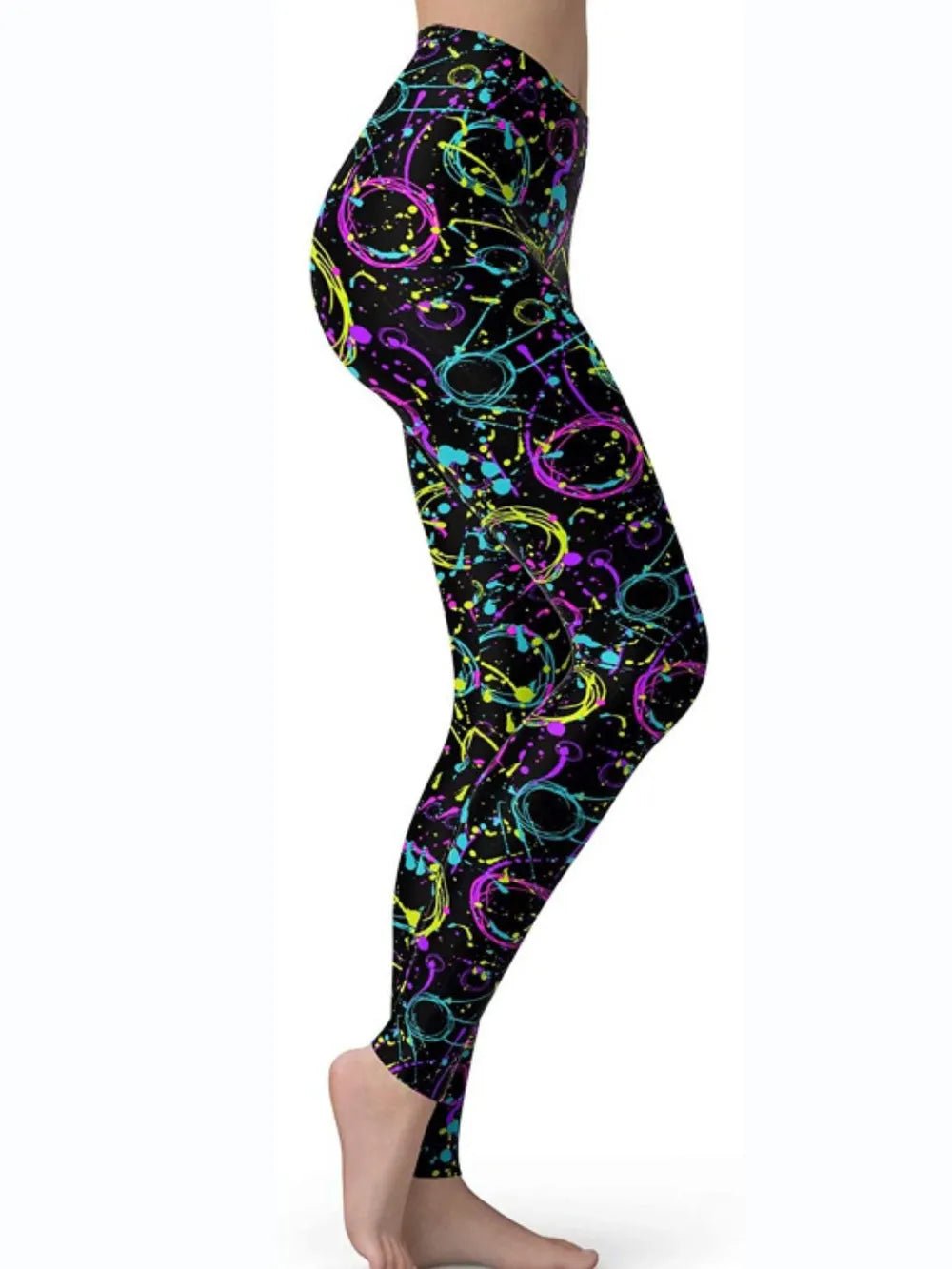 Abstract Print High Waist Active Leggings - MAD RUFFI