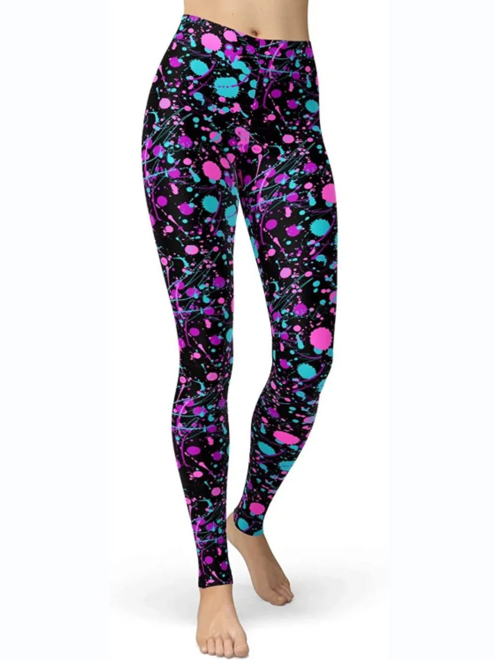 Abstract Print High Waist Active Leggings - MAD RUFFI