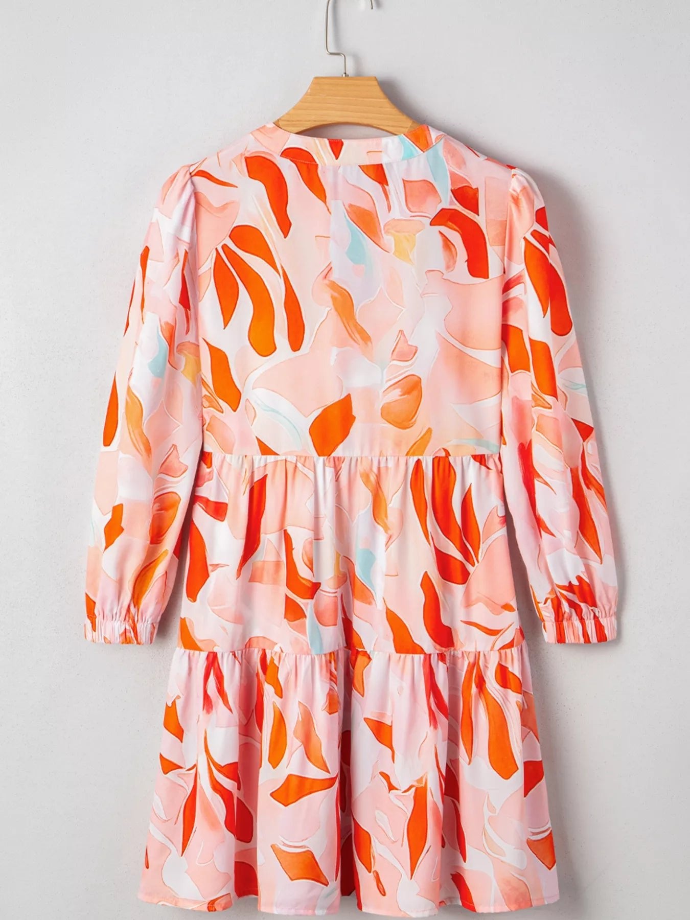 Abstract Print Long Sleeve Tiered Mini Dress - MAD RUFFI