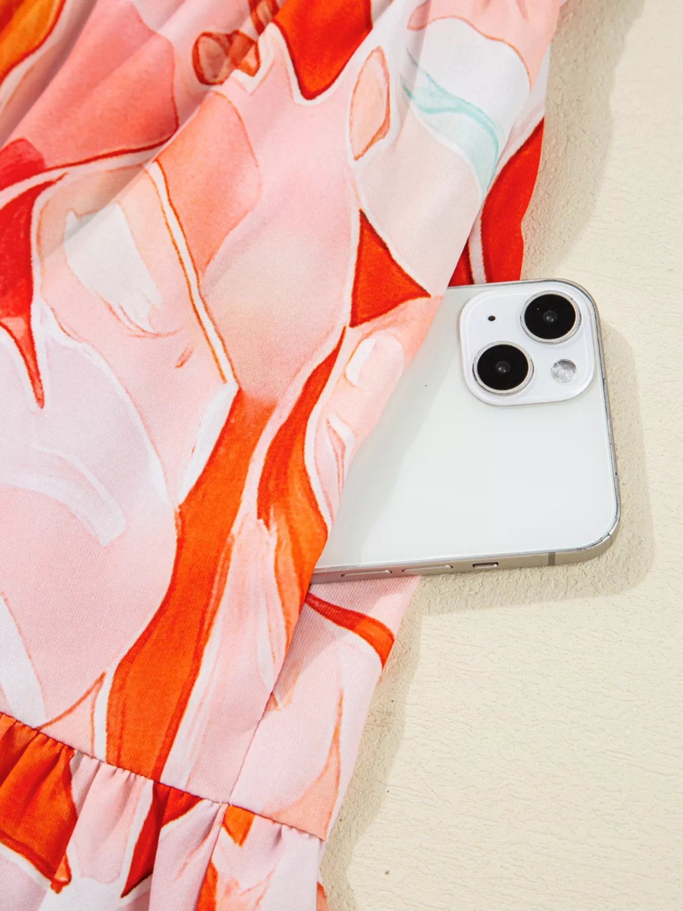 Abstract Print Long Sleeve Tiered Mini Dress - MAD RUFFI