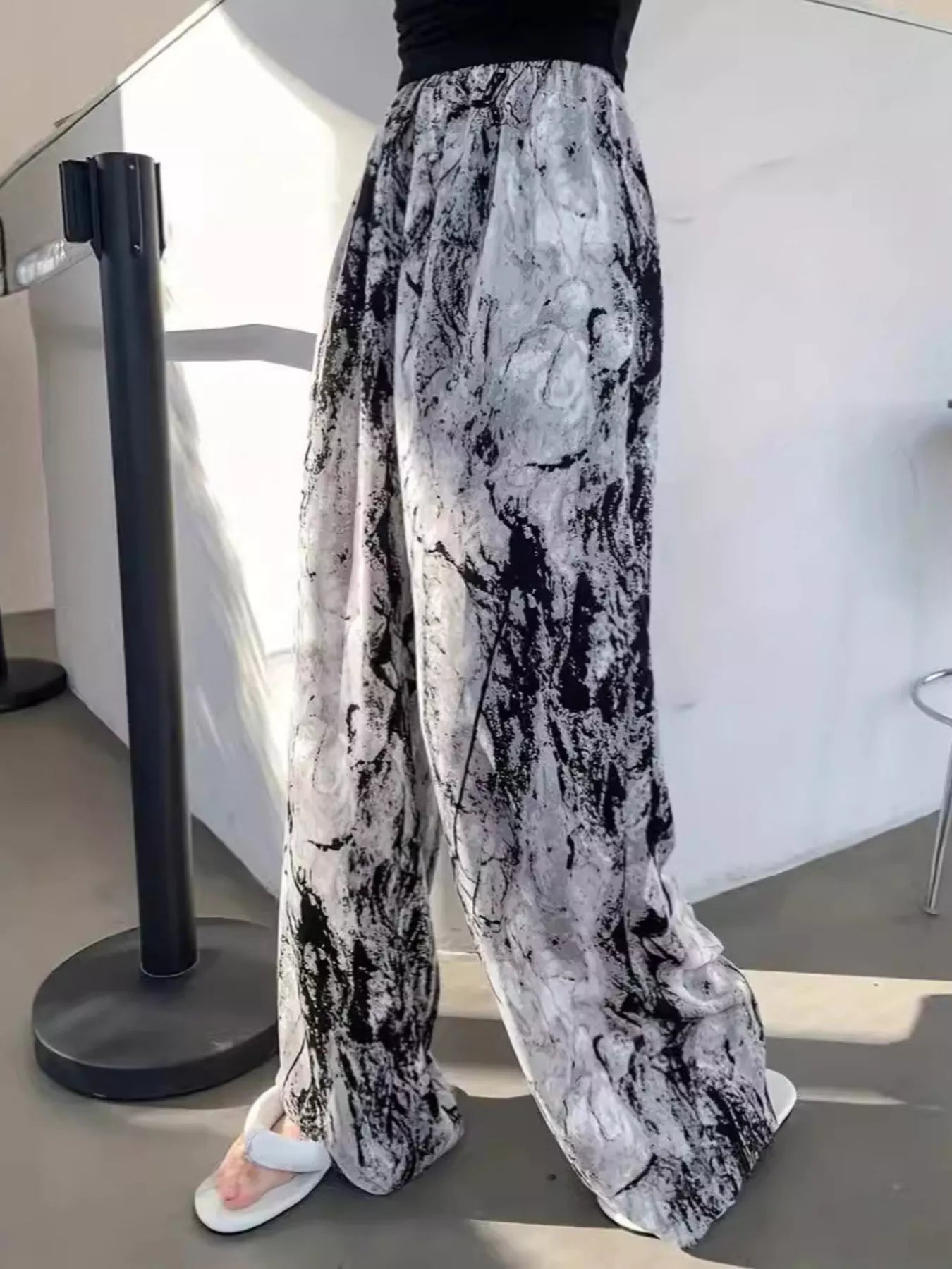 Abstract Print Wide Leg Pants - MAD RUFFI