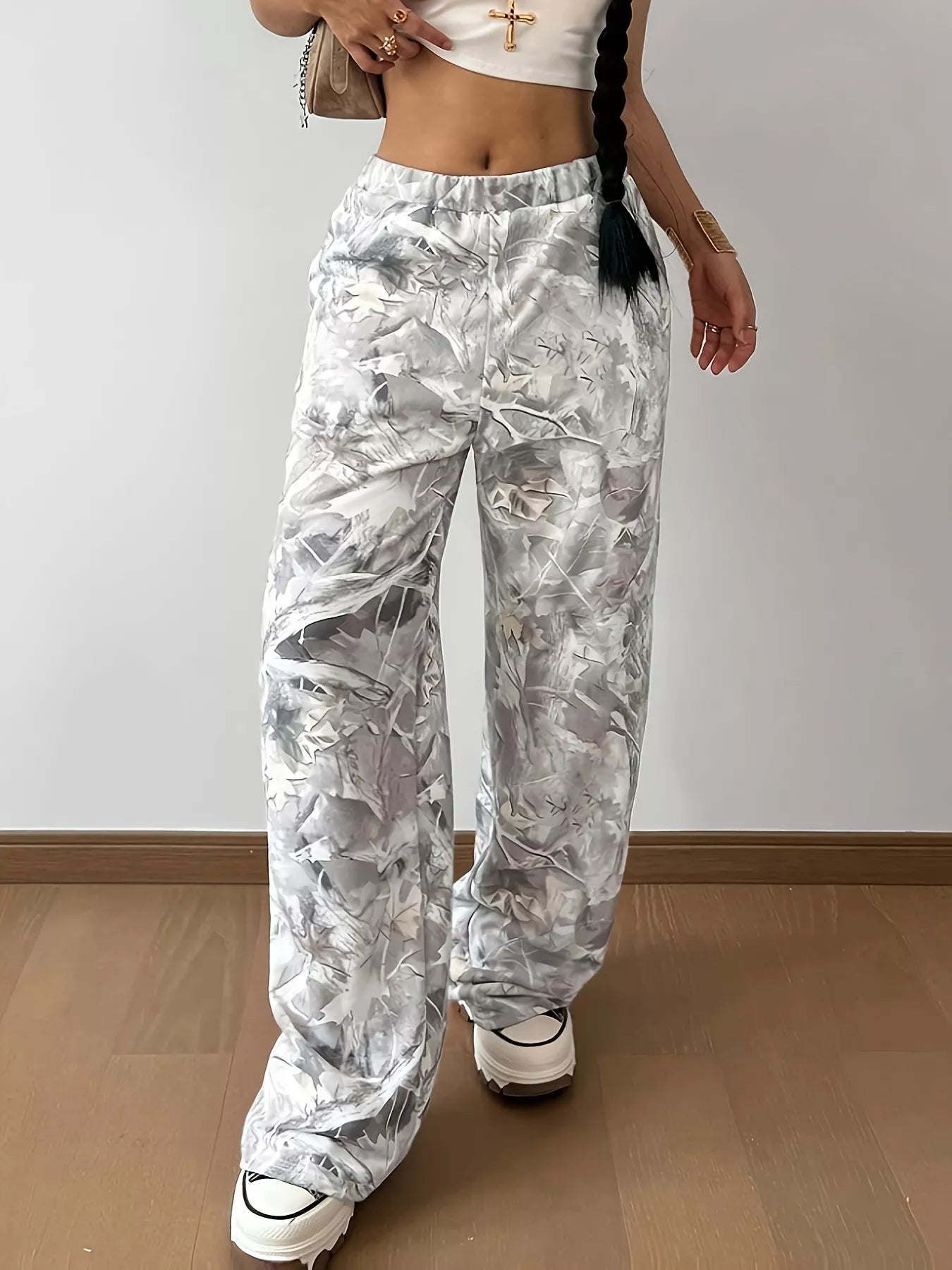 Abstract Print Wide Leg Pants - MAD RUFFI