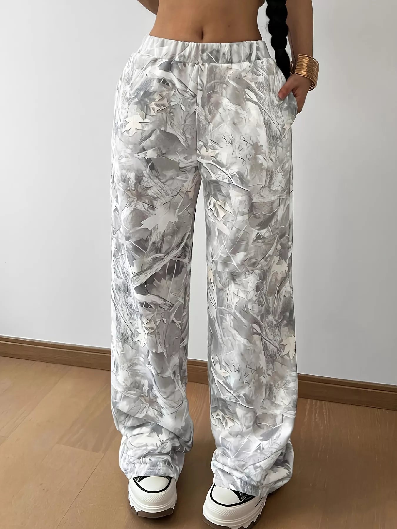 Abstract Print Wide Leg Pants - MAD RUFFI