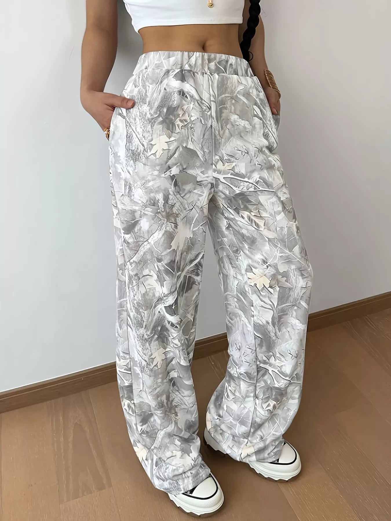 Abstract Print Wide Leg Pants - MAD RUFFI