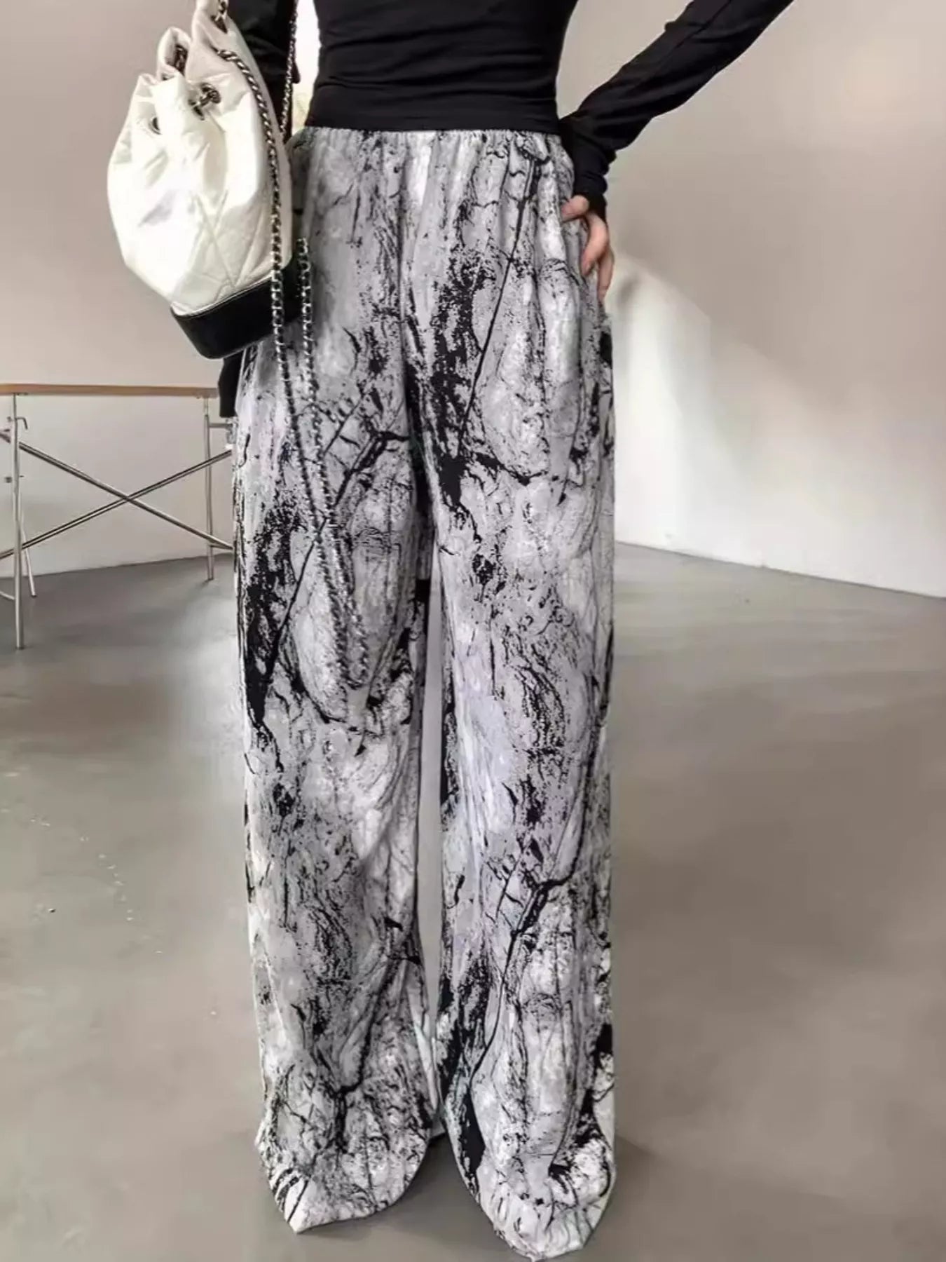 Abstract Print Wide Leg Pants - MAD RUFFI