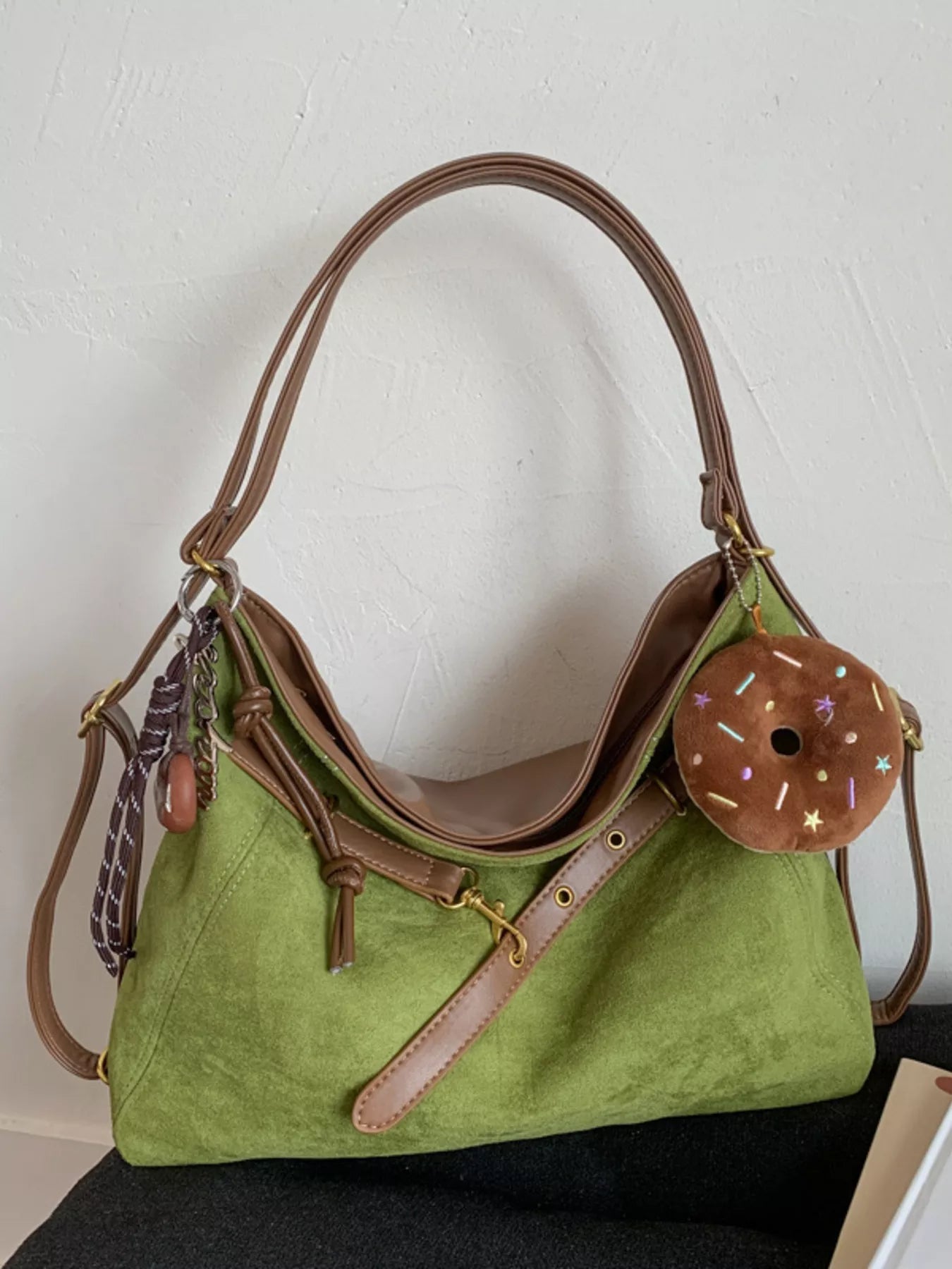 Adjustable Strap Handbag with Charm - MAD RUFFI