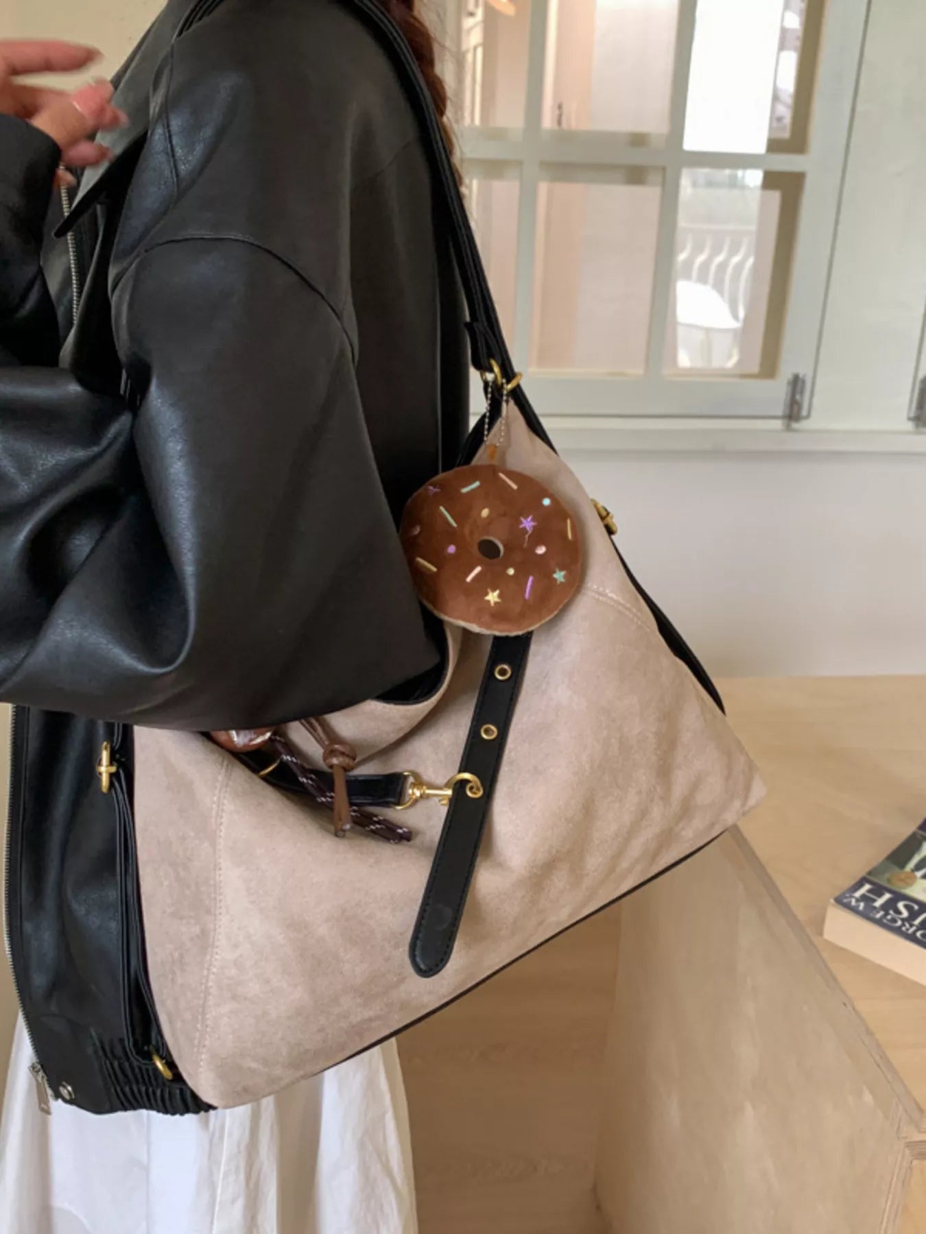 Adjustable Strap Handbag with Charm - MAD RUFFI