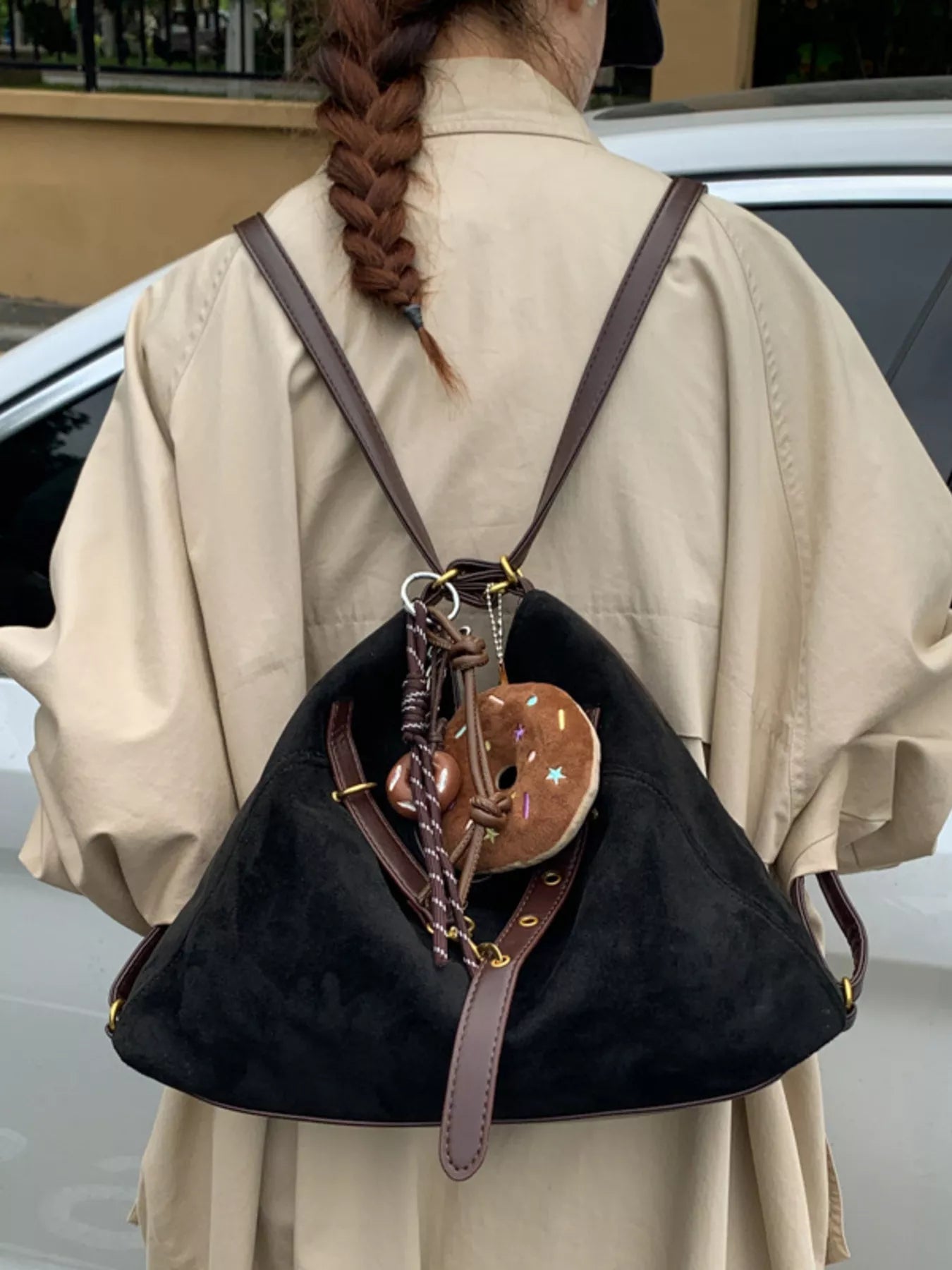 Adjustable Strap Handbag with Charm - MAD RUFFI