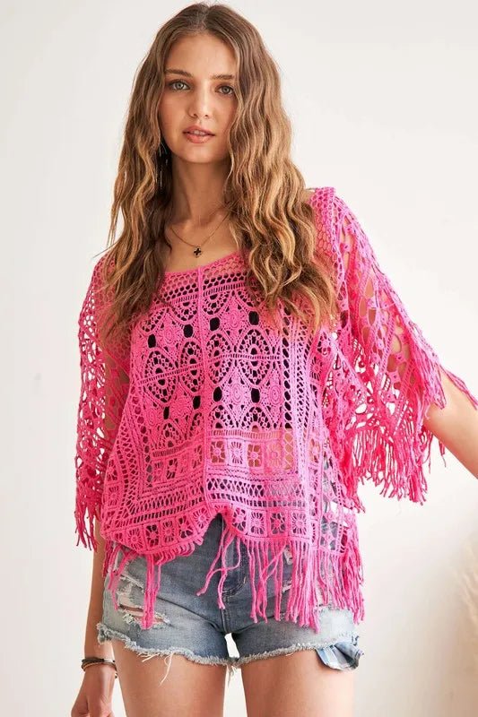 ADORA Fringe Hem Crochet Top - MAD RUFFI