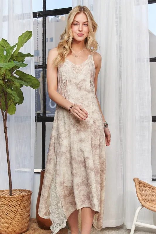 ADORA Printed Spaghetti Strap Midi Dress - MAD RUFFI