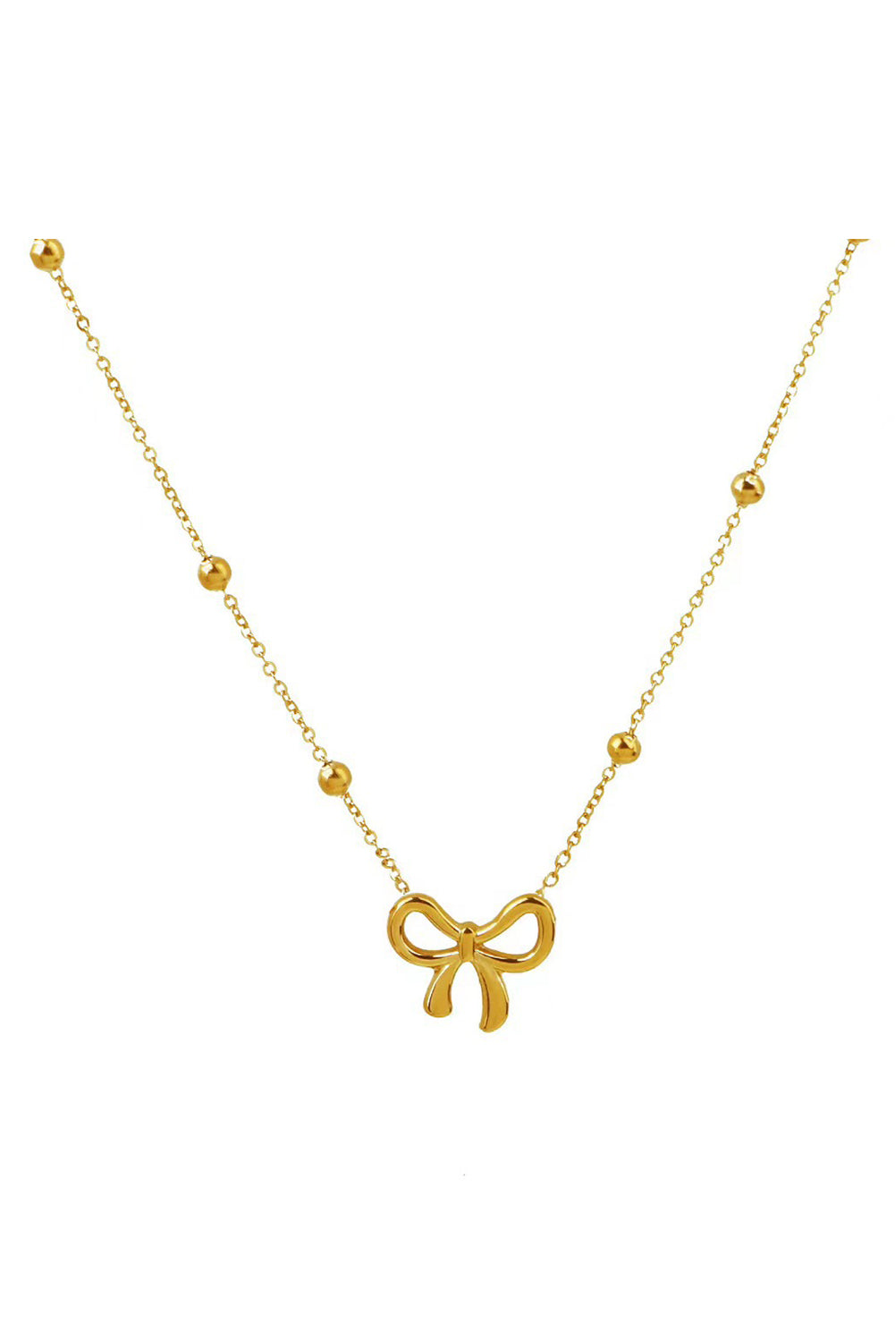 Gold Bowknot Pendant Plated Choker Necklace for Women