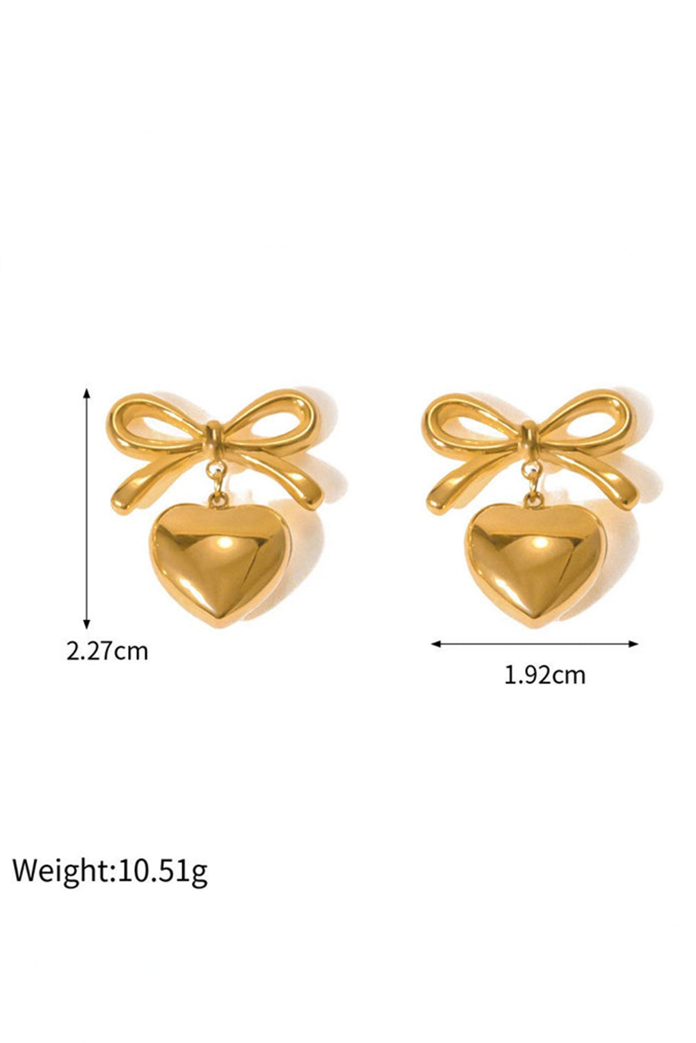 Gold Plated Valentines Heart And Bow Studded Earrings